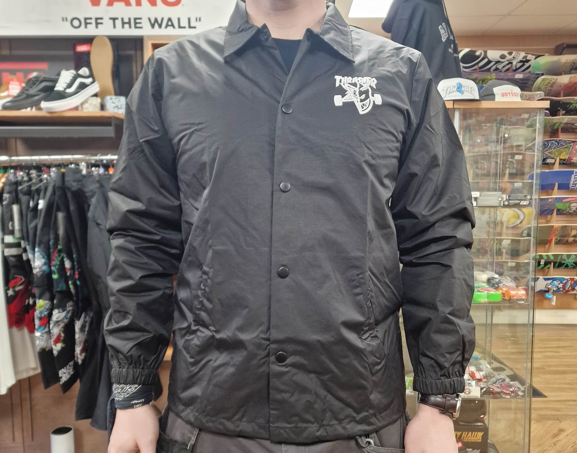 Thrasher Clothing & Shoes Thrasher x Spitfire Thrash & Burn Coach Jacket Black