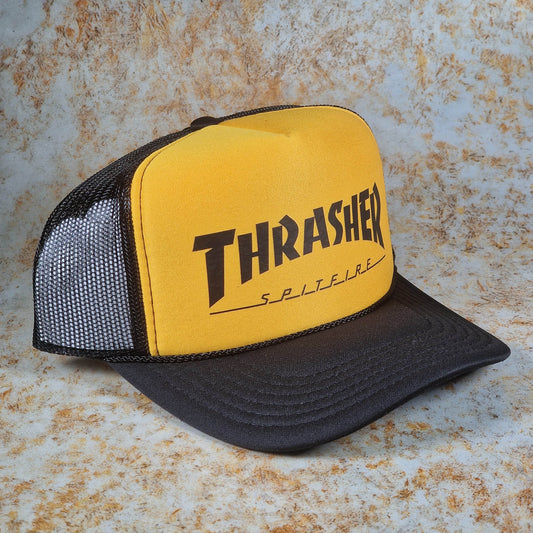 Thrasher Clothing & Shoes Black/White Thrasher x Spitfire Trucker Cap Black / Gold