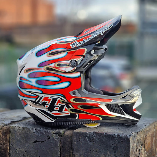 Troy Lee Designs BMX Racing Troy Lee Designs D4 Composite Helmet Overspray White / Red