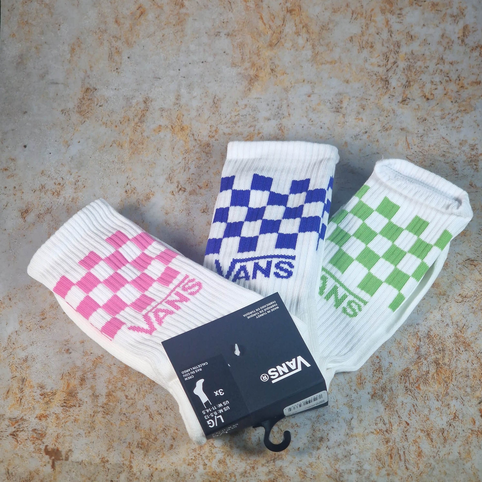 Vans Clothing & Shoes UK 8.5 - 12 / Checkerboard Pink Fizz Vans Classic Checker Crew Socks 3 Pack Pink Fizz