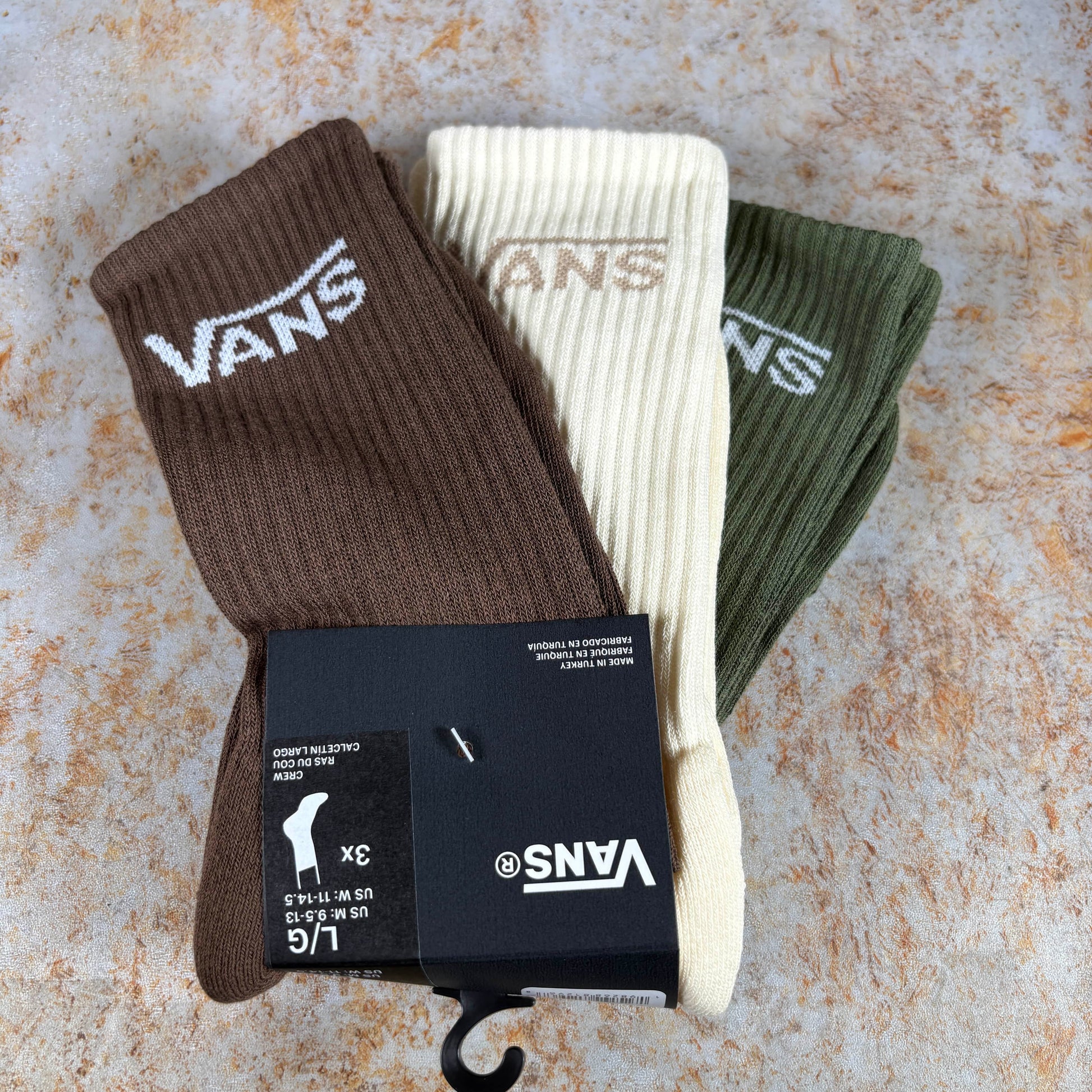 Vans Clothing & Shoes UK 8.5 - 12 / Green Balsam Vans Classic Crew Socks 3 Pack Green Balsam