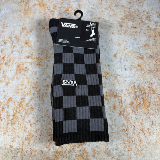 Vans Clothing & Shoes UK 8.5 - 12 / Checkerboard Black / Charcoal Vans Crew Socks Checkerboard Black / Charcoal