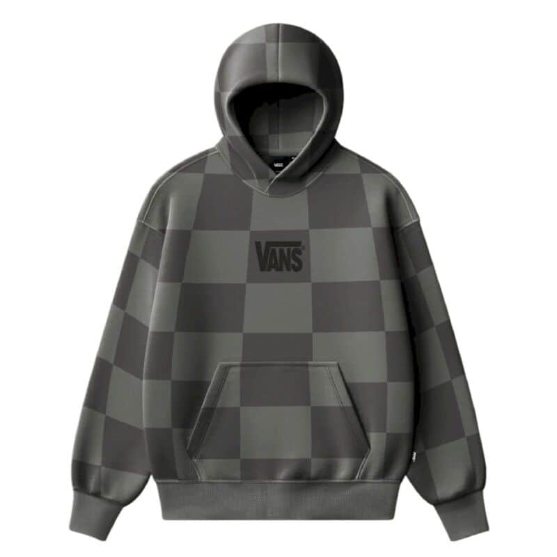 Vans Clothing & Shoes Vans Tonal Check Stretch Log Hoody Grey Checkerboard