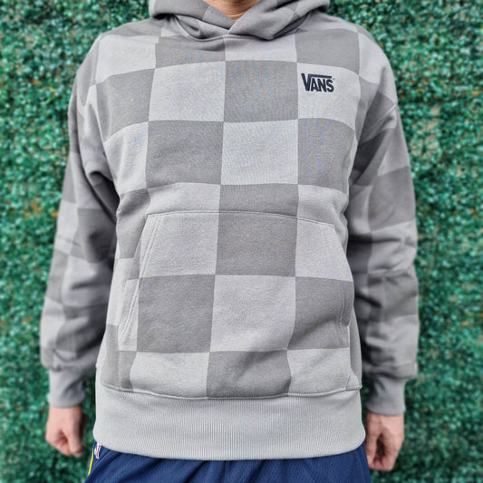 Vans Clothing & Shoes Vans Tonal Check Stretch Log Hoody Grey Checkerboard