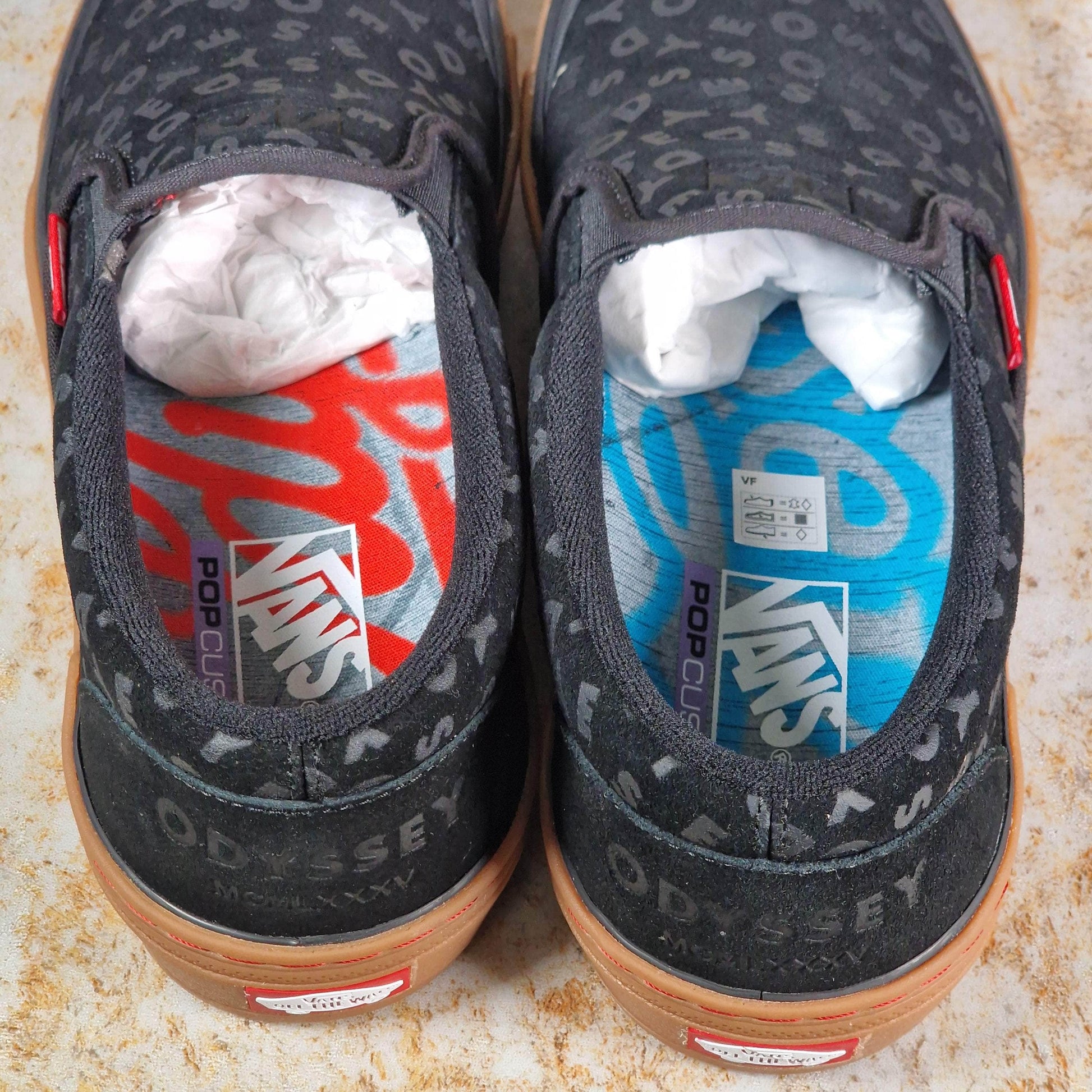 Vans x Odyssey BMX Slip On Shoes Black Red Gum Alans BMX