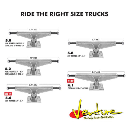 Venture Skateboards 6.1 / Polished Venture V Hollow Polished Skateboard Trucks Pair
