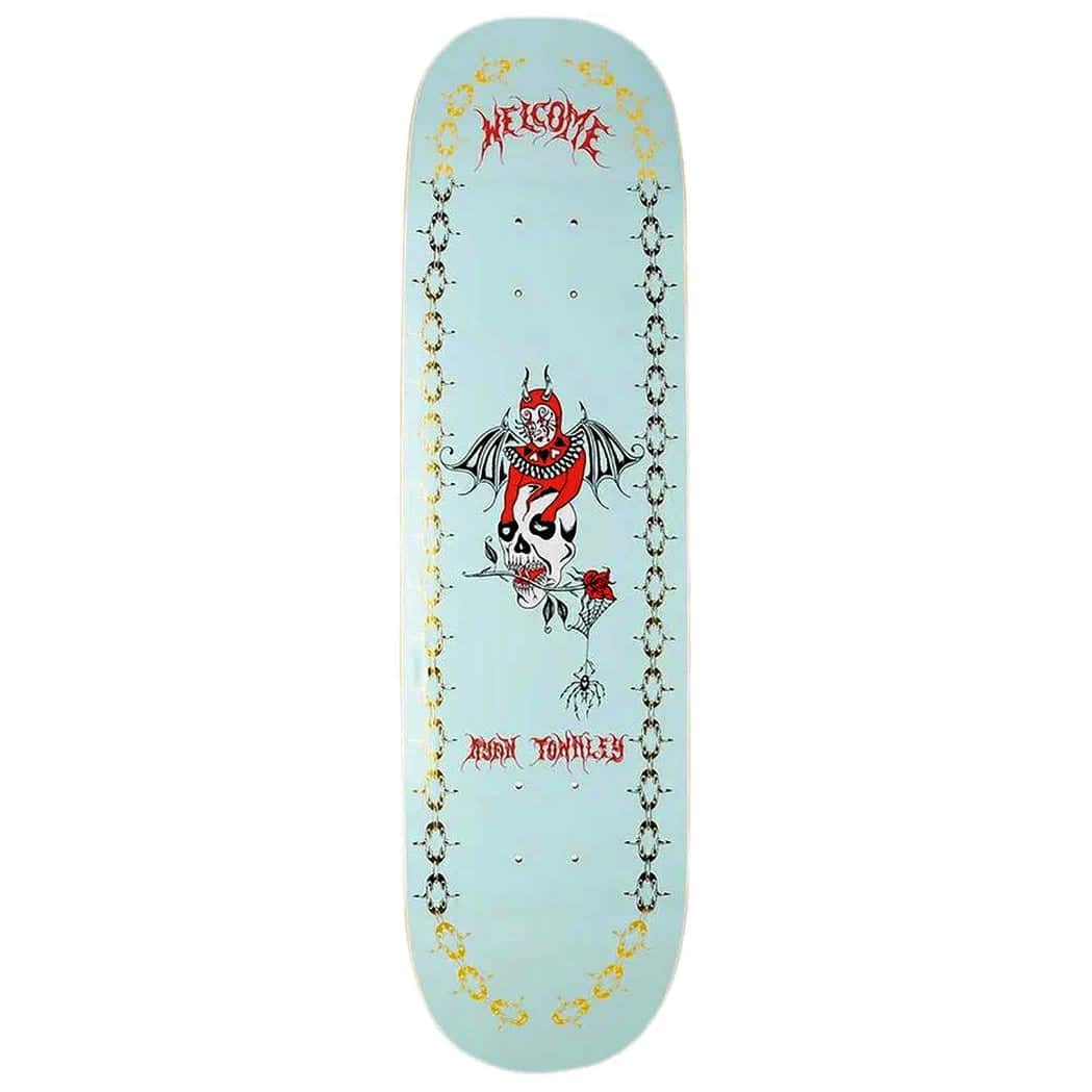 Welcome Skateboards 8.6 Welcome Townley Angel on Enera 8.6" Light Teal / Gold Foil Skateboard Deck