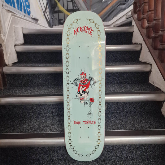 Welcome Skateboards 8.6 Welcome Townley Angel on Enera 8.6" Light Teal / Gold Foil Skateboard Deck