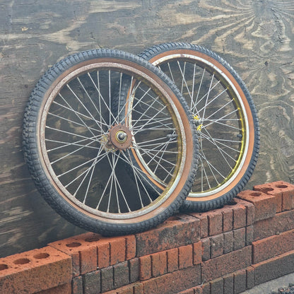 Whitefield Old School BMX Gold/Chrome Whitefield Survivor Old School Survivor Wheels with Tyres Pair