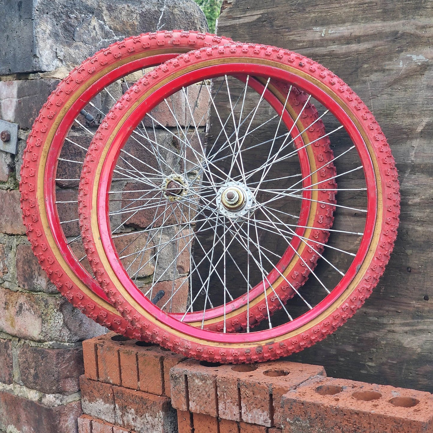 Whitefield Old School BMX Red Whitefield Survivor Old School Survivor Wheels with Tyres Pair