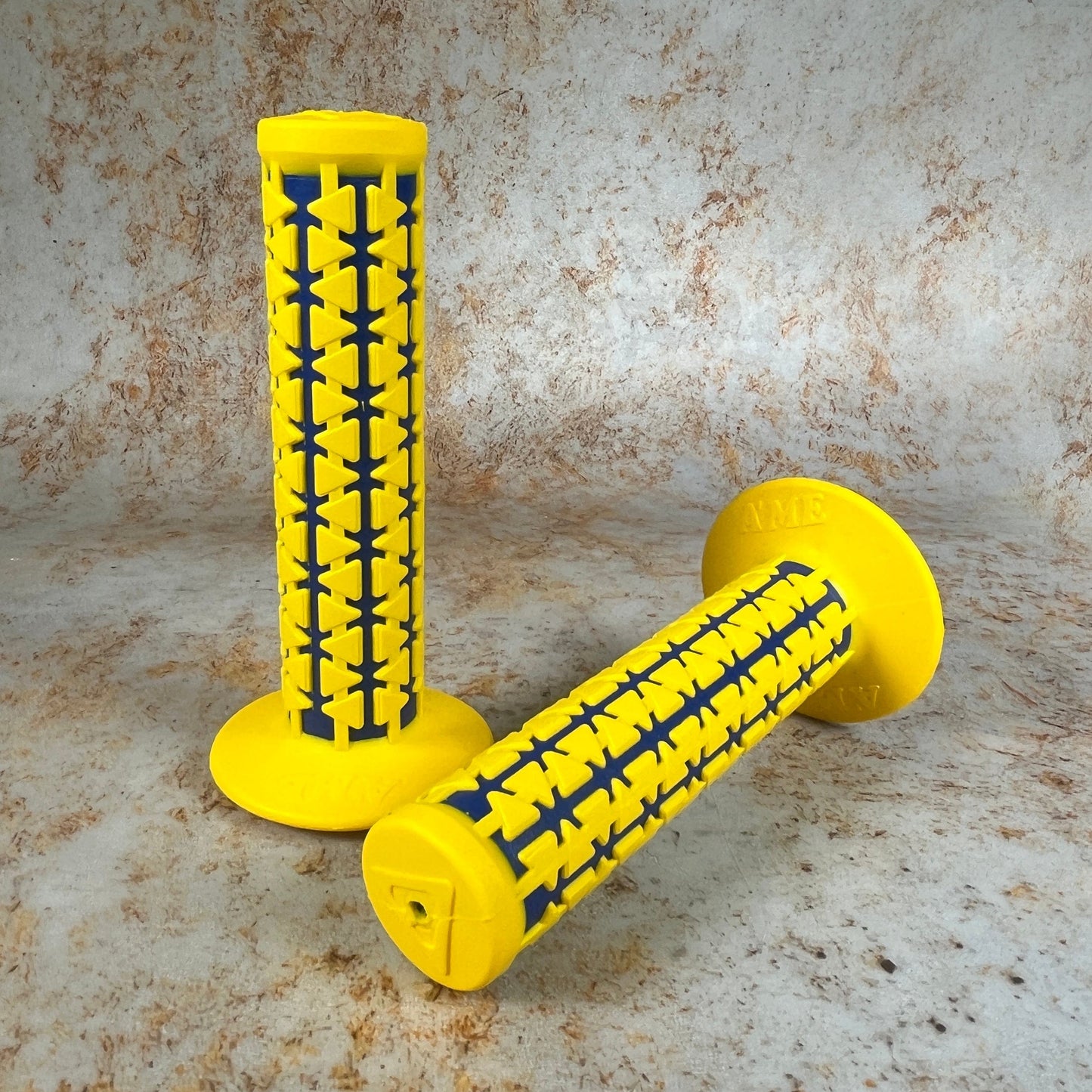 A'ME Old School BMX Yellow over Blue A'ME BMX Dual Grips