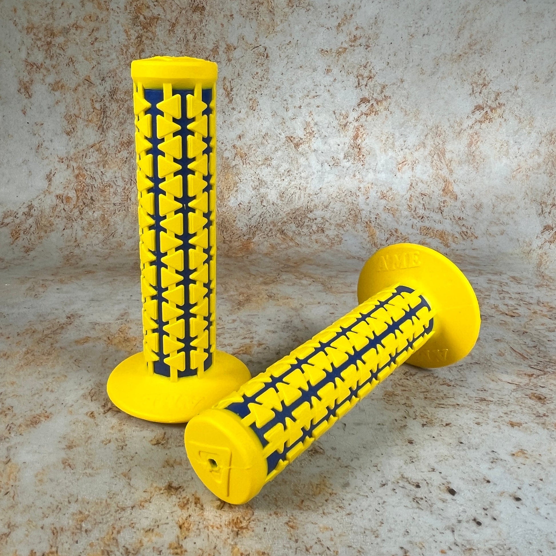 A'ME Old School BMX Yellow over Blue A'ME BMX Dual Grips