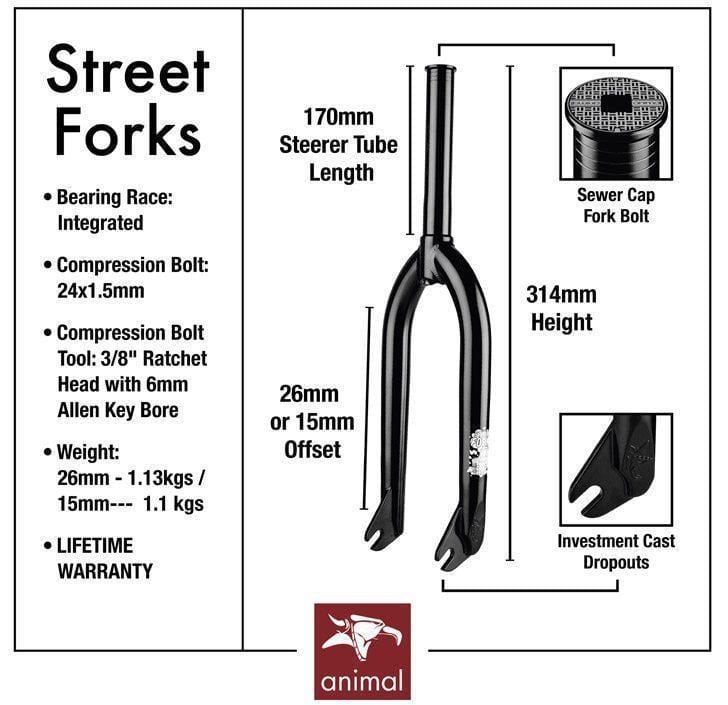 Animal Bikes BMX Parts Animal Street Sweeper Fork Black