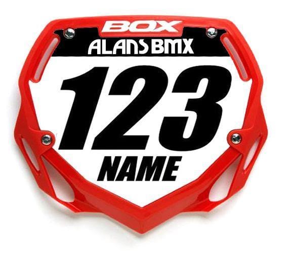 Box BMX Racing Box Phase 1 Number Plate Large WITH NAME AND NUMBER