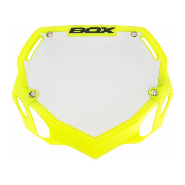 Box BMX Racing Flo Yellow Box Phase 1 Number Plate Large with Name and Number