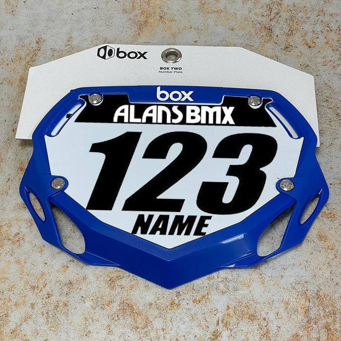 Box BMX Racing Box Phase 1 Number Plate Small with Number and Name