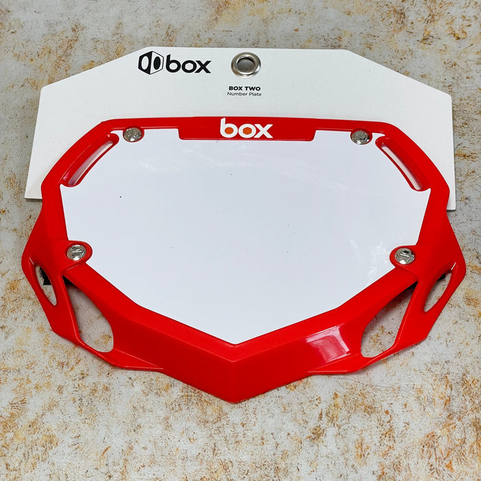 Box BMX Racing Red Box Phase 1 Number Plate Small with Number and Name