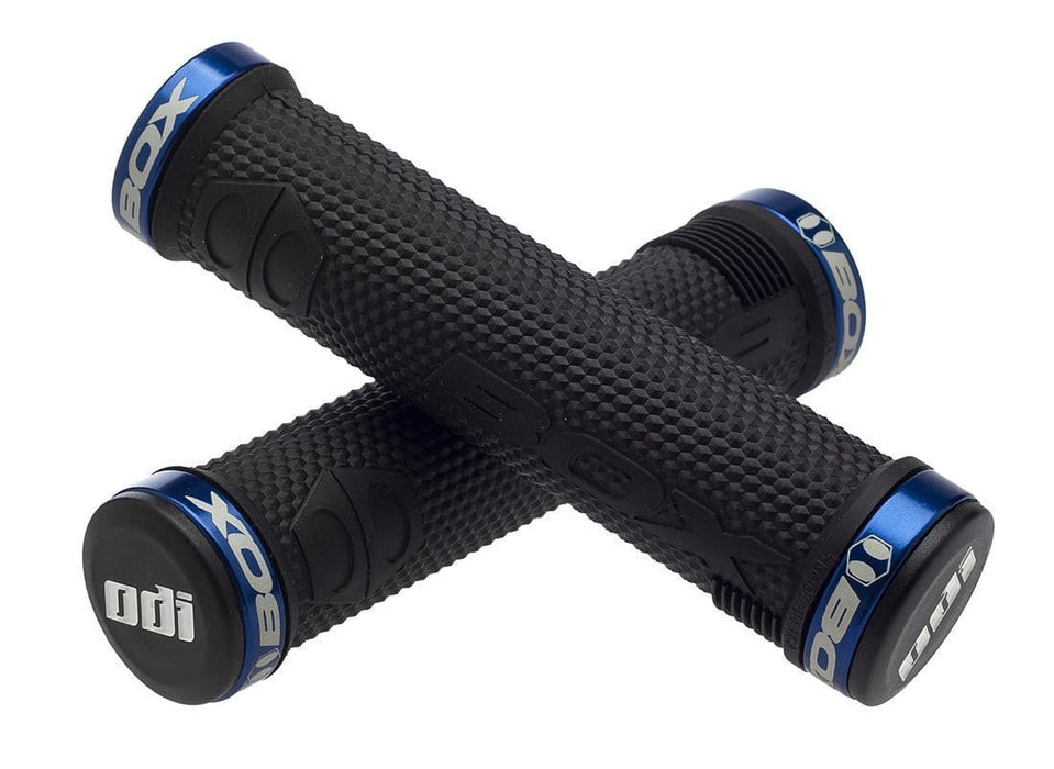 Odi Box Box x ODI Hex Lock-On Grips Black / Blue | Alans BMX