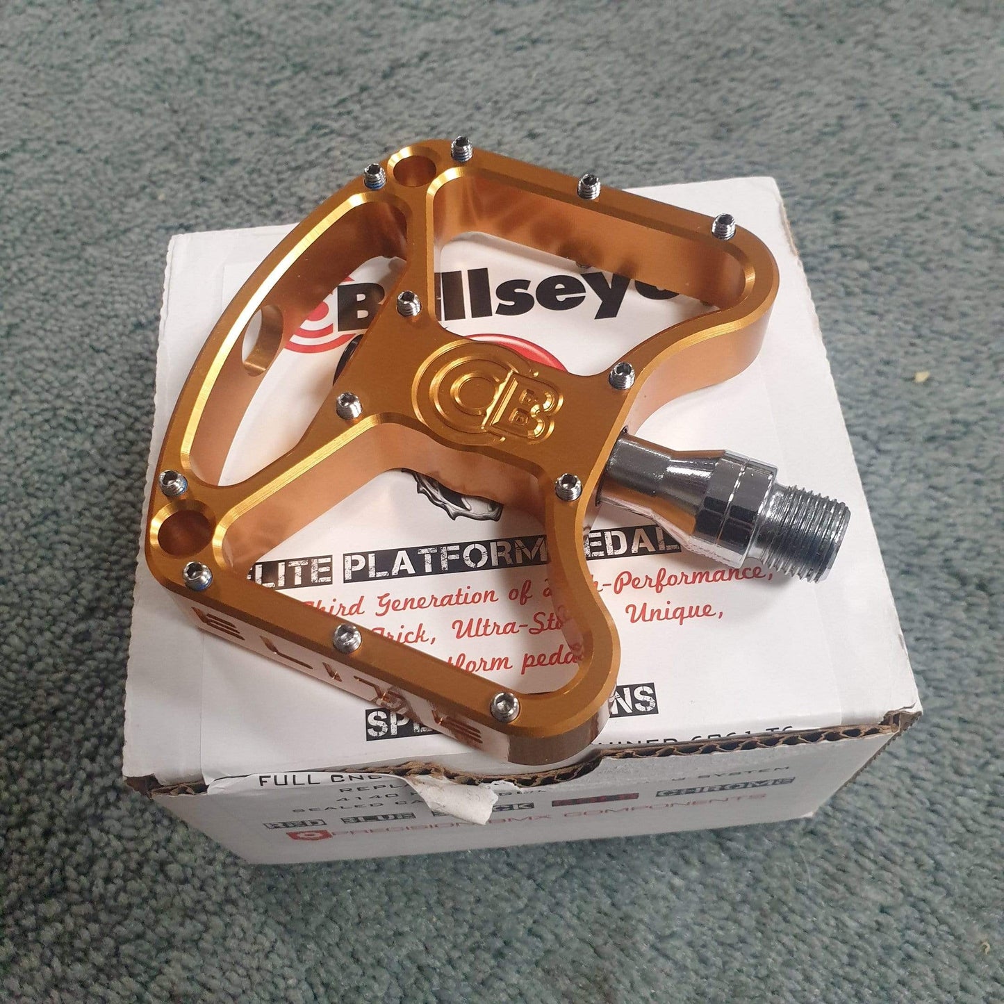 Bullseye Old School BMX Gold Bullseye Elite Pro CNC Sealed Pedal