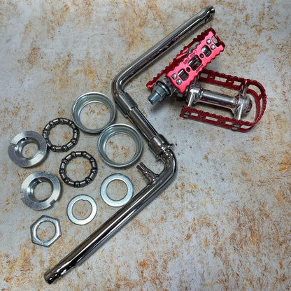 Darxide Old School BMX Red Darxide Crank Bottom Bracket and MKS Pedal Combo