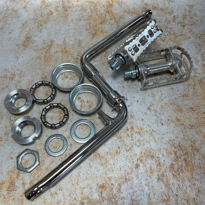 Darxide Old School BMX Silver Darxide Crank Bottom Bracket and MKS Pedal Combo