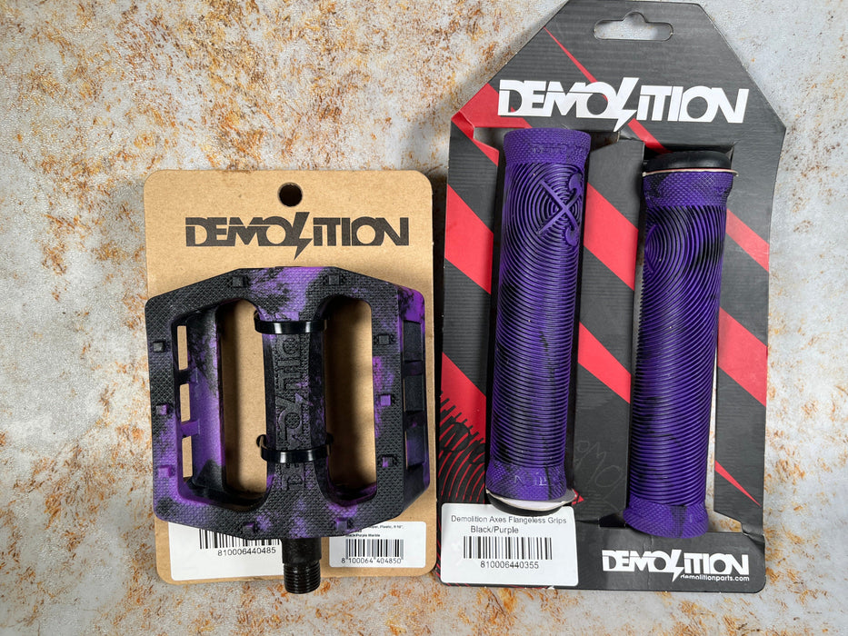Demolition BMX BMX Parts Purple/Black Demolition Trooper Nylon Pedal / Axes Grip Set