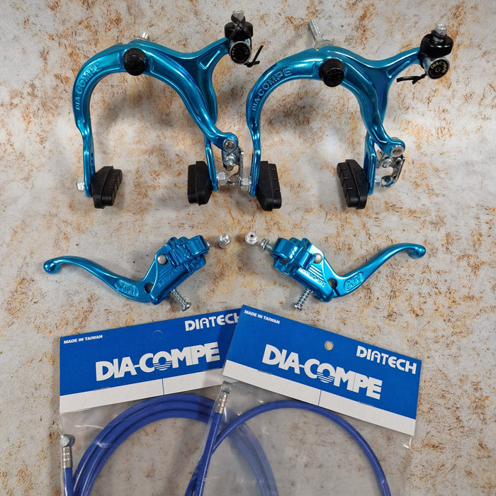 Dia-Compe Old School BMX Blue Dia-Compe 883QR / Tech-IV Complete Brake Kit Front and Rear