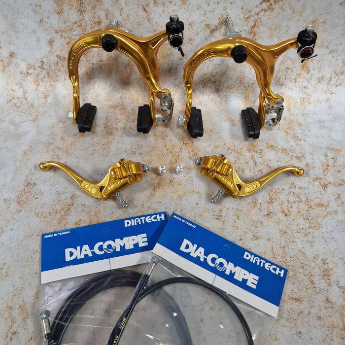 Dia-Compe Old School BMX Gold Dia-Compe 883QR / Tech-IV Complete Brake Kit Front and Rear