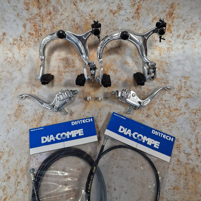 Dia-Compe Old School BMX Silver Dia-Compe 883QR / Tech-IV Complete Brake Kit Front and Rear