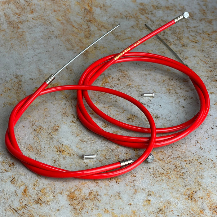 Dia-Compe Old School BMX Red Dia-Compe Brake Cables Pair Front and Rear