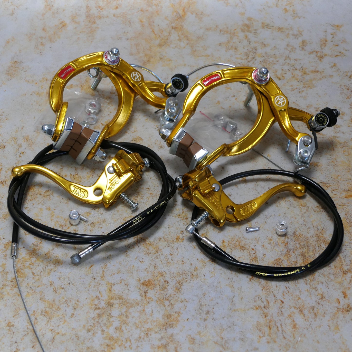 Dia-Compe Old School BMX Dia-Compe MX-1000/Tech-4 Complete Brake Set Gold