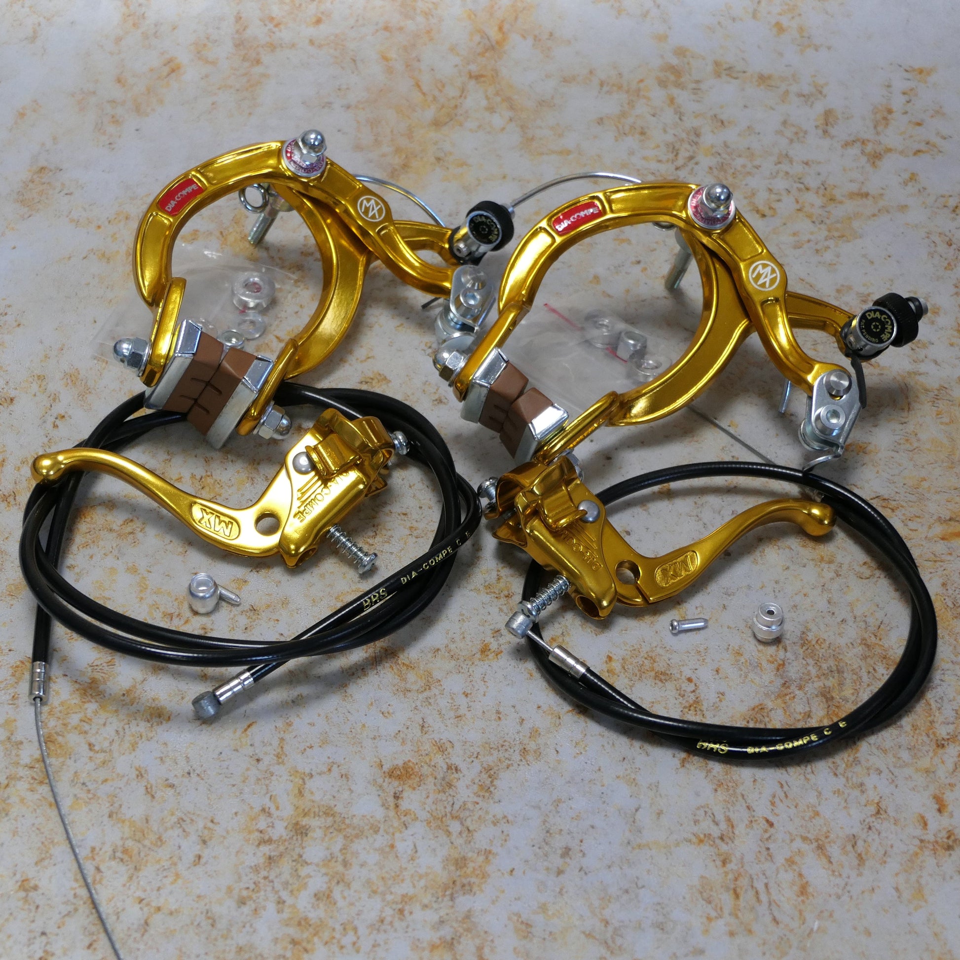 Dia-Compe Old School BMX Dia-Compe MX-1000/Tech-4 Complete Brake Set Gold