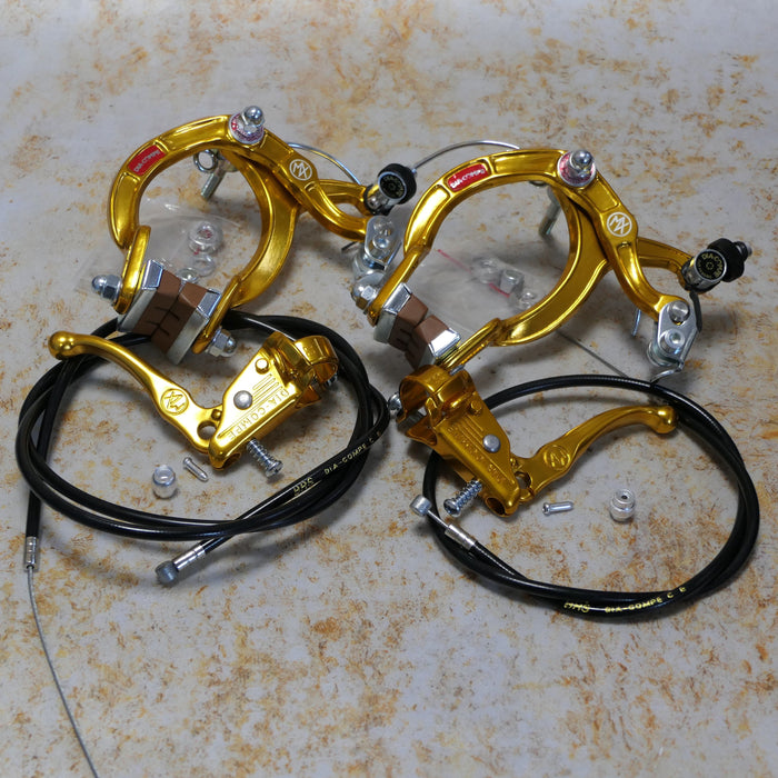 Dia-Compe Old School BMX Dia-Compe MX1000 Gold Complete Brake Set with Dia-Compe Cables