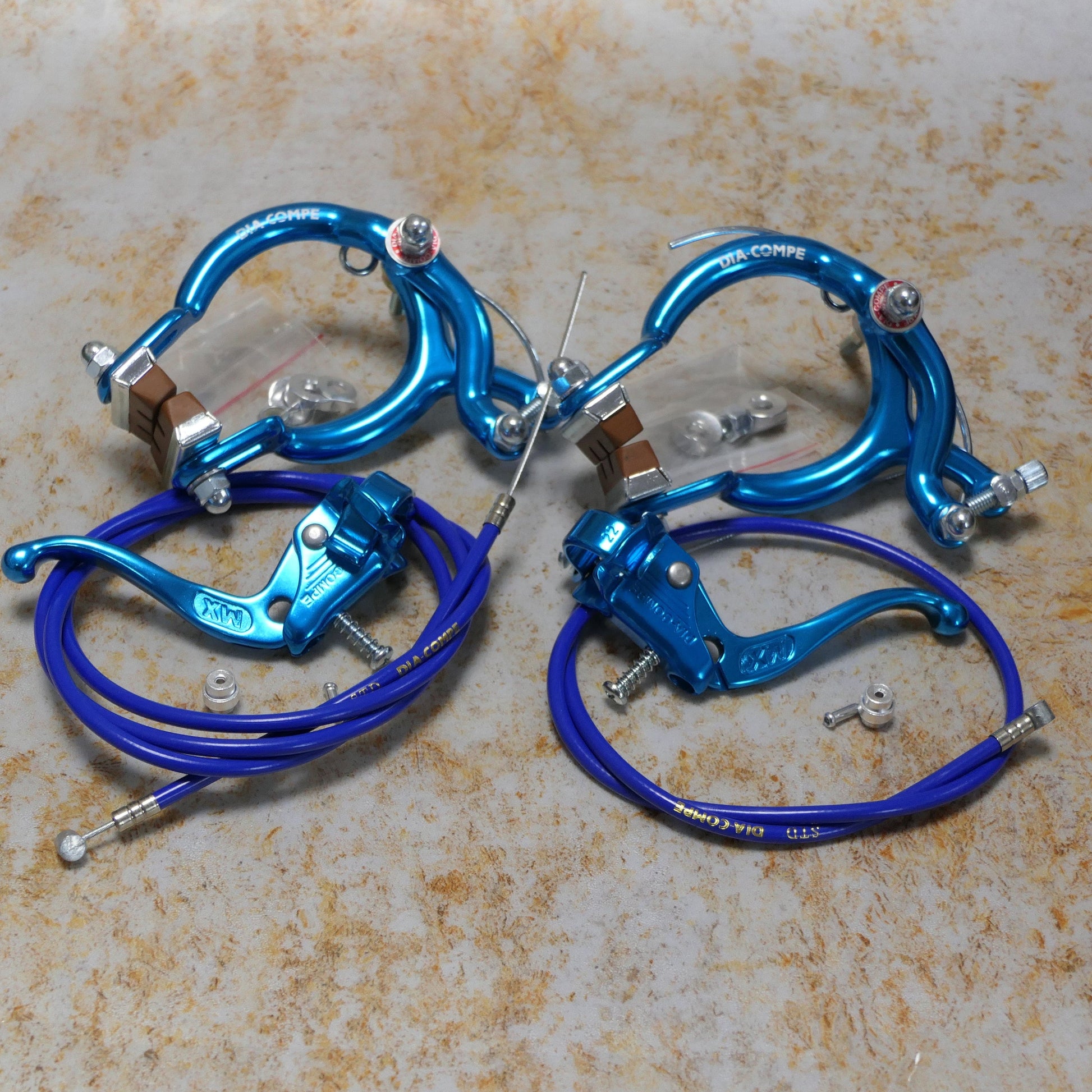 Dia-Compe Old School BMX Dia-Compe MX890 / Tech-4 Complete Brake Kit Blue