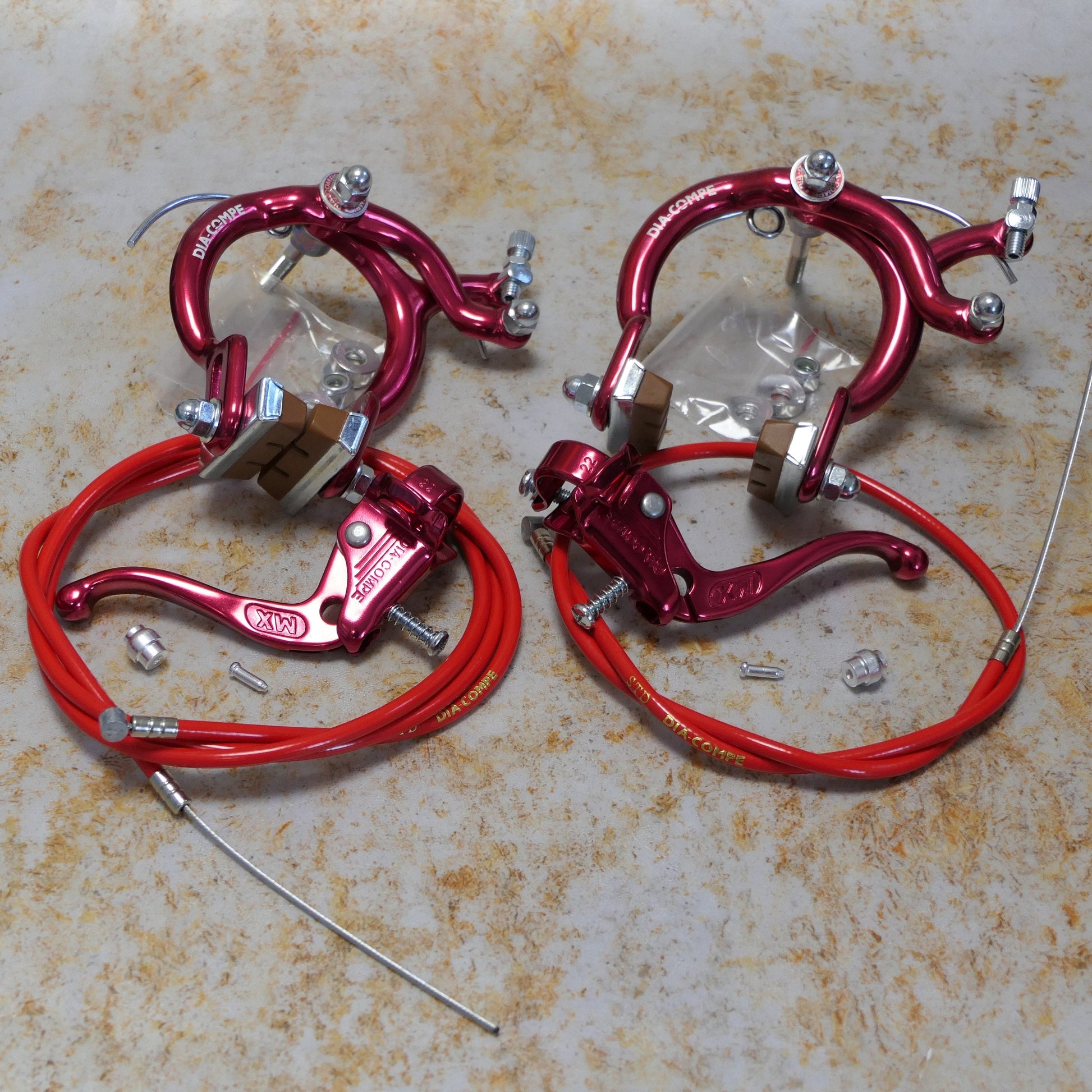 Dia-Compe Old School BMX Dia-Compe MX890 / Tech-4 Complete Brake Kit Red