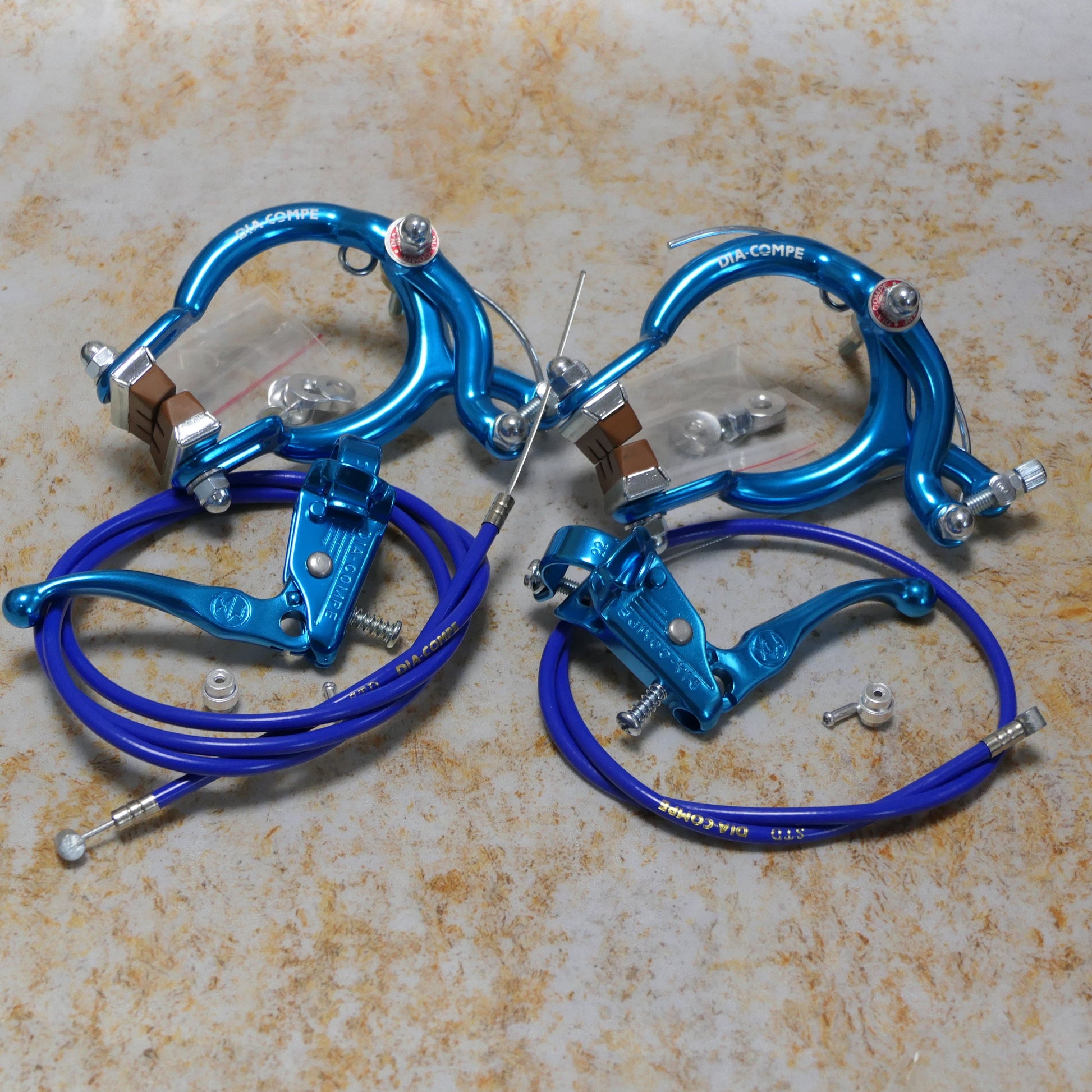 Dia-Compe Old School BMX Dia-Compe MX890 / Tech-III Complete Brake Kit Blue