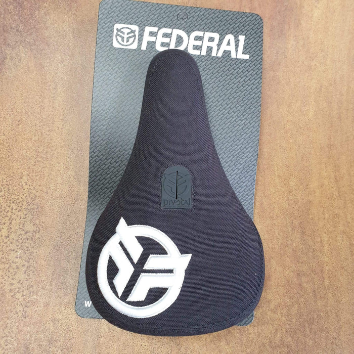 Federal BMX Parts Federal Mid Pivotal Logo Seat Black with Raised White Embroidery