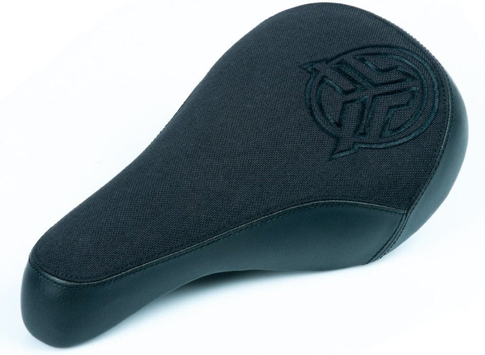 Federal BMX Parts Federal Mid Stealth Logo Seat Black with Faux Leather Panels and Black Embroidery