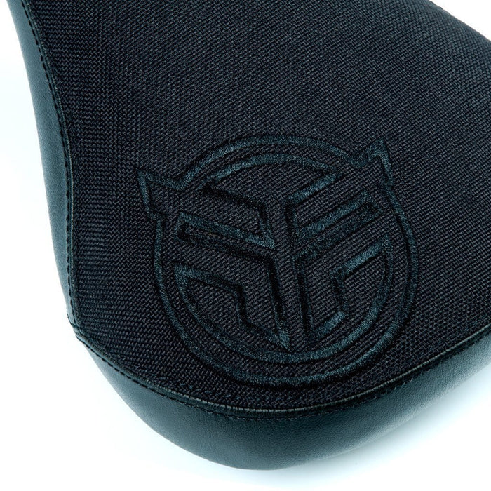 Federal BMX Parts Federal Mid Stealth Logo Seat Black with Faux Leather Panels and Black Embroidery