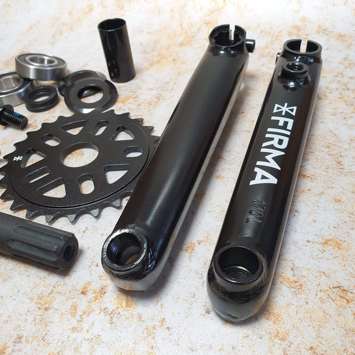 Firma BMX Parts 170mm / Black Firma 3 Piece Cranks with Mid Bottom Bracket and Sprocket Black