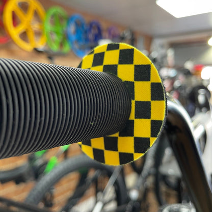 Flite Old School BMX Black/Yellow Flite Grip Donuts Checkers