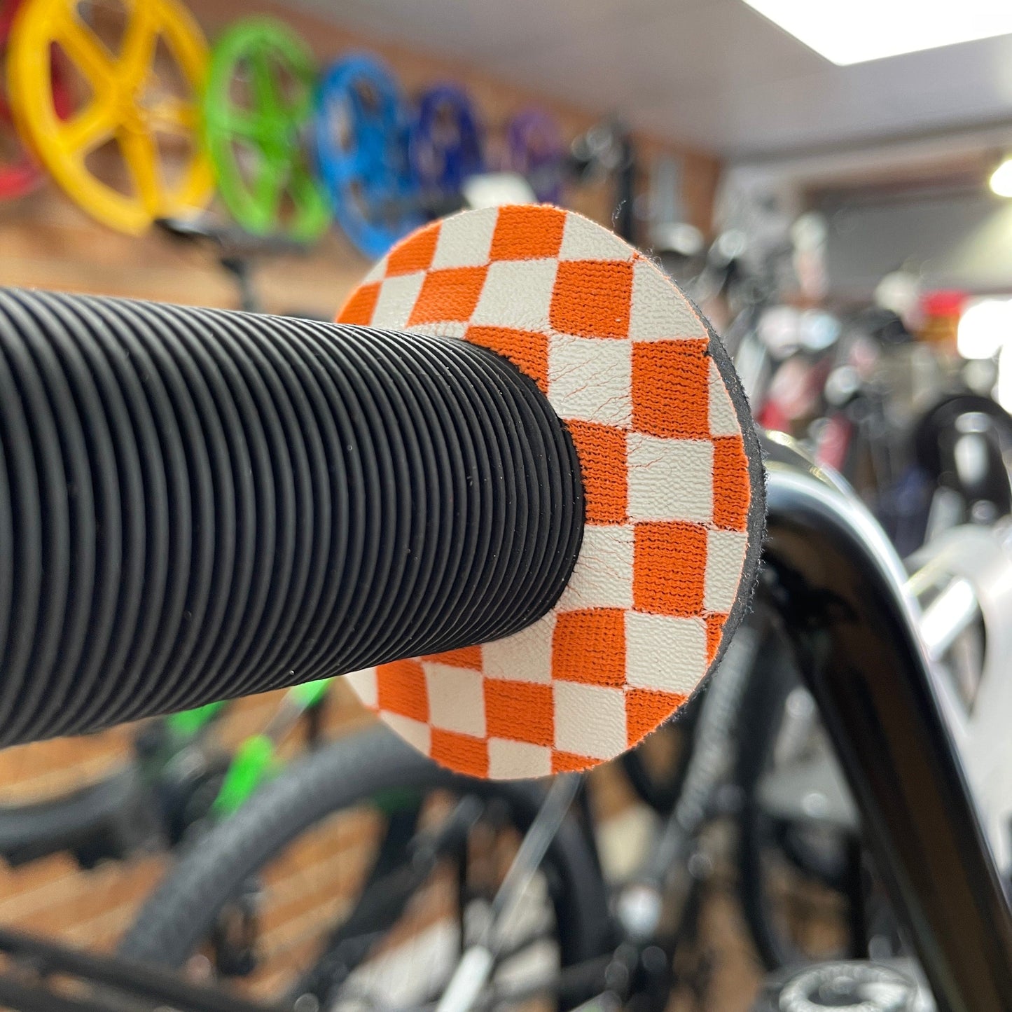 Flite Old School BMX Orange/White Flite Grip Donuts Checkers