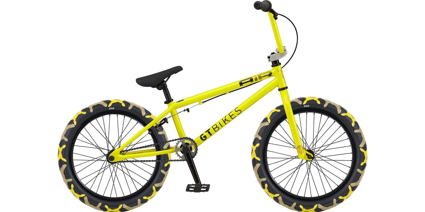 GT BMX Bikes Yellow GT 2021 Air Bike Yellow with Yellow Camo Cult x Vans Tyres