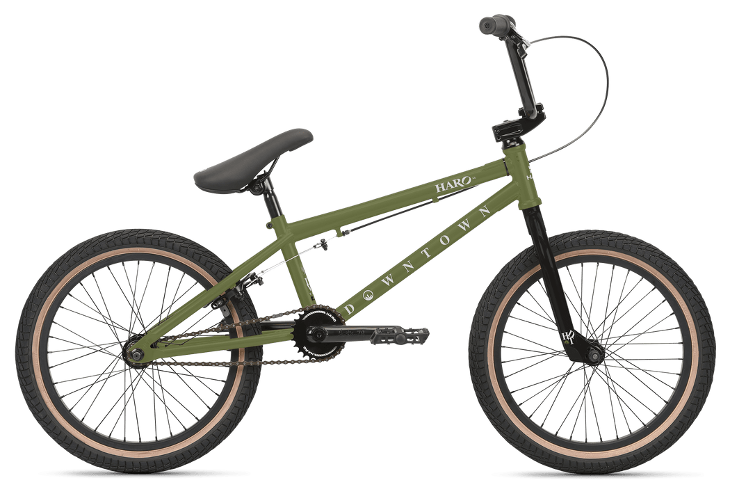 Haro BMX Bikes Haro 2021 Downtown 18 Inch BMX Bike Matte Army Green