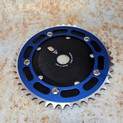 Neptune BMX Old School BMX Black / Blue Neptune Crank Power Disc Bolts and Chainring Set