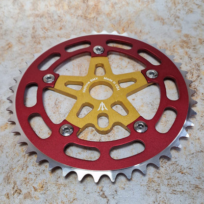 Neptune BMX Old School BMX Gold / Red Neptune Starfish Crank Spider Bolts and Chainring Set