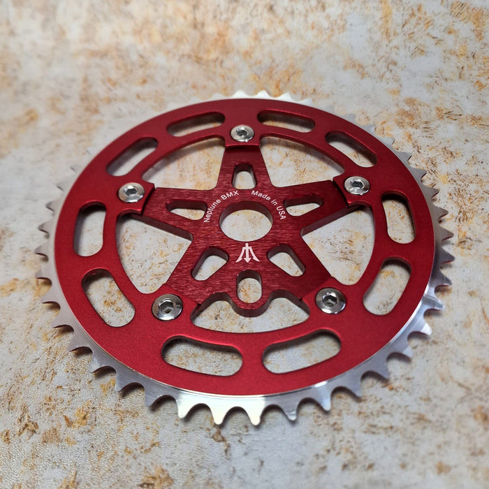 Neptune BMX Old School BMX Red / Red Neptune Starfish Crank Spider Bolts and Chainring Set