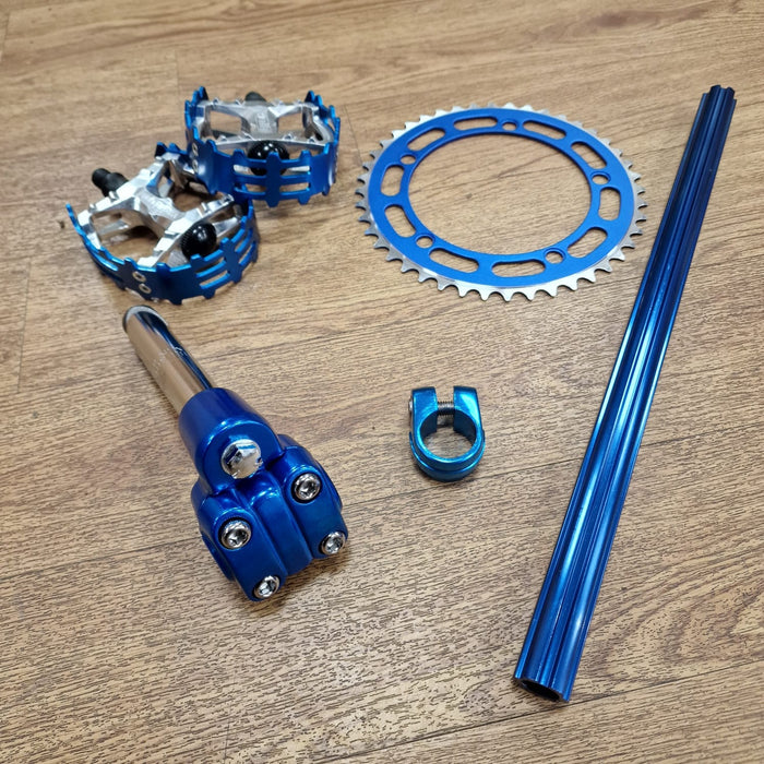 Alans BMX Old School BMX Old Shool BMX Parts Pack with 130 BCD Chainring - Blue