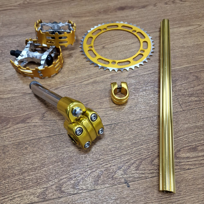 Alans BMX Old School BMX Old Shool BMX Parts Pack with 130 BCD Chainring - Gold