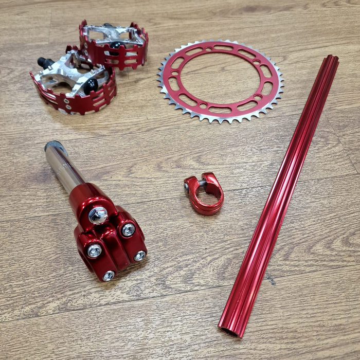 Alans BMX Old School BMX Old Shool BMX Parts Pack with 130 BCD Chainring - Red